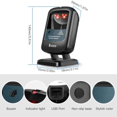 Eyoyo EY-2200C 2D Hands-Free Barcode Scanner, Omnidirectional USB Wired Desktop Barcode Reader 1D 2D PDF417 Data Matrix Bar Code Reader with Automatically Scanning for Retail Store Supermarket Mall Business