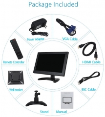 Eyoyo 12 Inch 16:9 Mini TFT LCD HDMI HD Monitor Screen 1366x768 Resolution with HDMI VGA BNC AV Input for PC Display