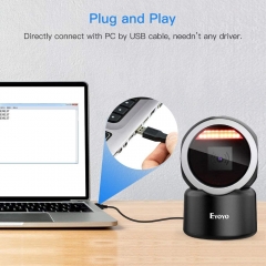 Eyoyo EY-3300 2D Desktop Barcode Scanner, Omnidirectional Hands-Free 1D QR Barcode Reader with Automatic Sensing Scanning Screen Scanning Platform Scanner for POS PC Supermarket Library Retail Store Bookstore