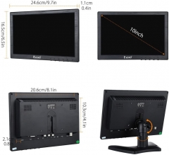 Eyoyo 10 Inch IPS LCD Monitor 1280x800 Resolution Support HDMI VGA BNC AV Input for PC TV Security Display(10 inch)