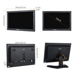 Eyoyo 10 Inch IPS LCD Monitor 1280x800 Resolution Support HDMI VGA BNC AV Input for PC TV Security display(10 inch)