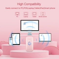 Eyoyo Mini 1D Bluetooth Barcode Scanner, 3-in-1 Bluetooth & USB Wired & 2.4G Wireless Barcode Reader Portable Bar Code Scanning Work with Windows, Android, iOS, Tablets or Computers(Pink)