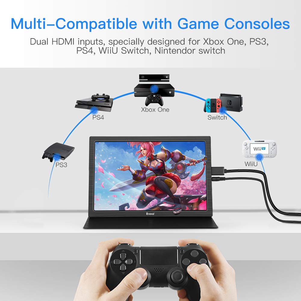 Portable HDMI Gaming Monitor, Eyoyo 10” inch IPS Portable Seceond Screen 2560x1600 High Resolution for PC Laptop Compatible with PS4, Xbox one Xbox 360, Raspberry Pi