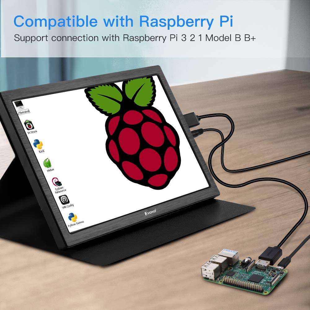 Portable HDMI Gaming Monitor, Eyoyo 10” inch IPS Portable Seceond Screen 2560x1600 High Resolution for PC Laptop Compatible with PS4, Xbox one Xbox 360, Raspberry Pi