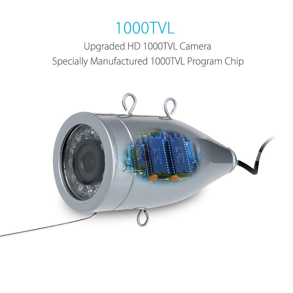 Eyoyo Portable 7 inch LCD Monitor Fish Finder Waterproof Underwater HD 1000TVL Fishing Camera (7 inch Infrared Lights(30m) + DVR)