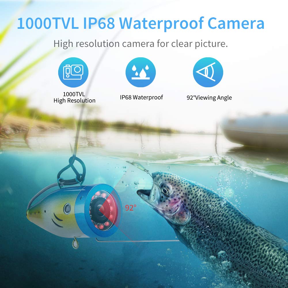 Eyoyo Underwater Fishing Camera  24 Infrared & White LEDS+7 Inch LCD Monitor+HD 1000 TVL Waterproof Camera+30m(98ft) Cable 