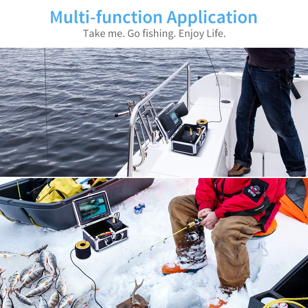 Eyoyo Underwater Fishing Camera  24 Infrared & White LEDS+7 Inch LCD Monitor+HD 1000 TVL Waterproof Camera+30m(98ft) Cable 