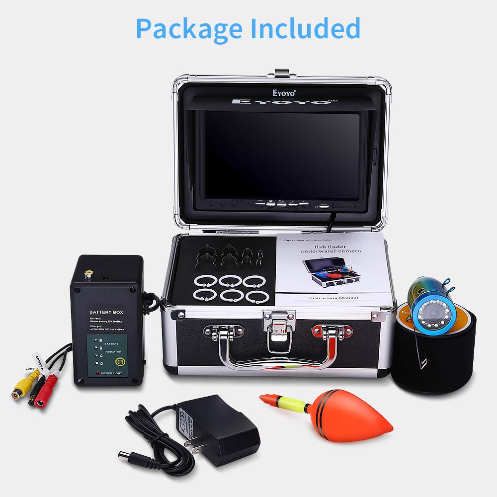 Eyoyo Underwater Fishing Camera  24 Infrared & White LEDS+7 Inch LCD Monitor+HD 1000 TVL Waterproof Camera+30m(98ft) Cable 
