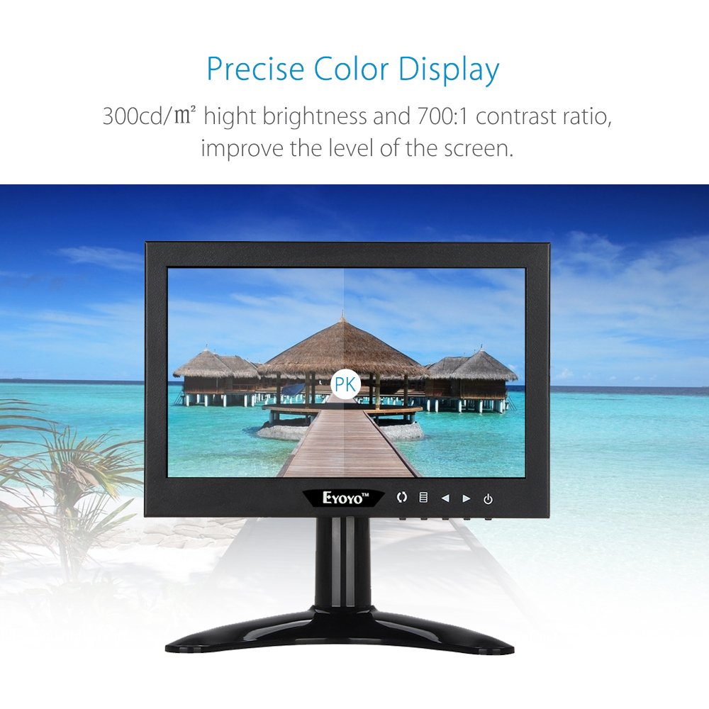 Eyoyo 7 Inch Mini Small TFT LCD Full HD Monitor Portable Display Screen 1024x600 with HDMI BNC VGA AV Input Eyoyo 7 Inch Mini Small TFT LCD Full HD Monitor Portable Display Screen 1024x600 with HDMI BNC VGA AV Input