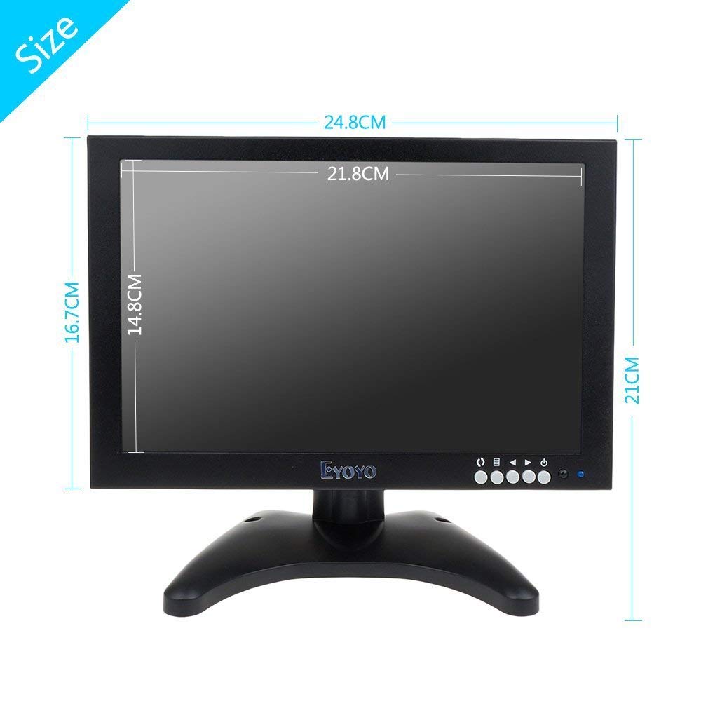 Eyoyo 10 Inch IPS Hdmi Monitor TFT LCD Display 1280x800 Resolution Portable Small HD Monitor with HDMI BNC VGA AV USB Input and Built-in Speaker for FPV Video Display Screen DVD PC Laptop