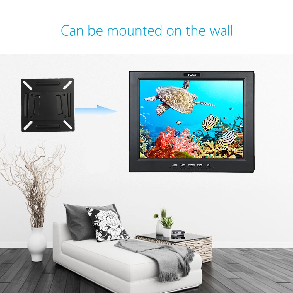 Eyoyo 12 Inch HDMI Monitor with BNC VGA AV HDMI Input 800x600 Portable 4:3 TFT LCD Mini HD Color Video Screen with Bulit-in Speaker