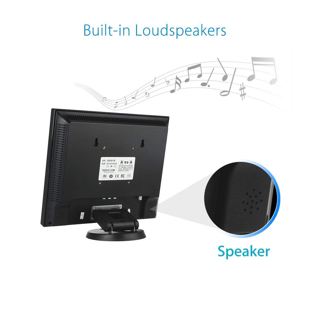 Eyoyo 12 Inch HDMI Monitor with BNC VGA AV HDMI Input 800x600 Portable 4:3 TFT LCD Mini HD Color Video Screen with Bulit-in Speaker