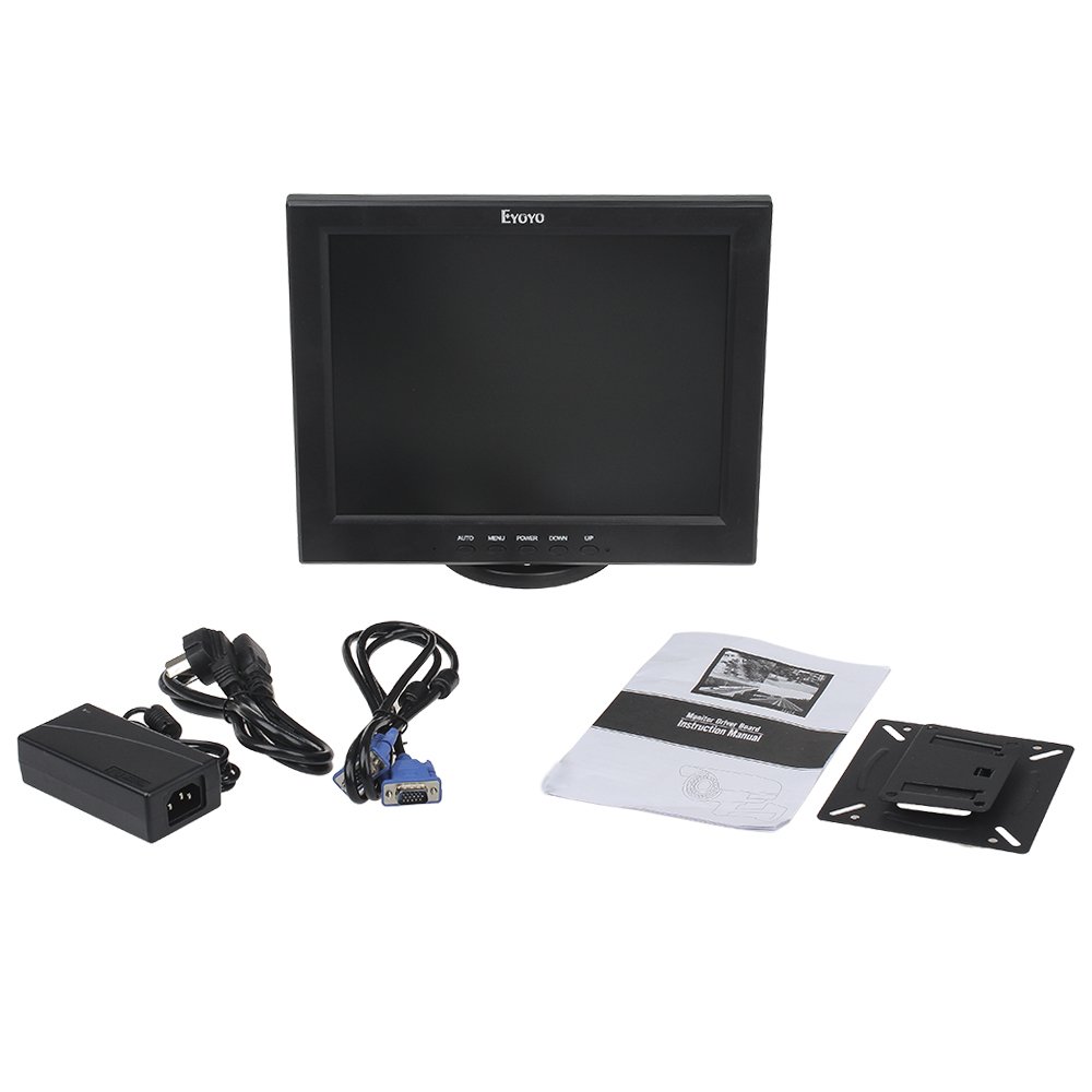 Eyoyo 12 Inch HDMI Monitor with BNC VGA AV HDMI Input 800x600 Portable 4:3 TFT LCD Mini HD Color Video Screen with Bulit-in Speaker