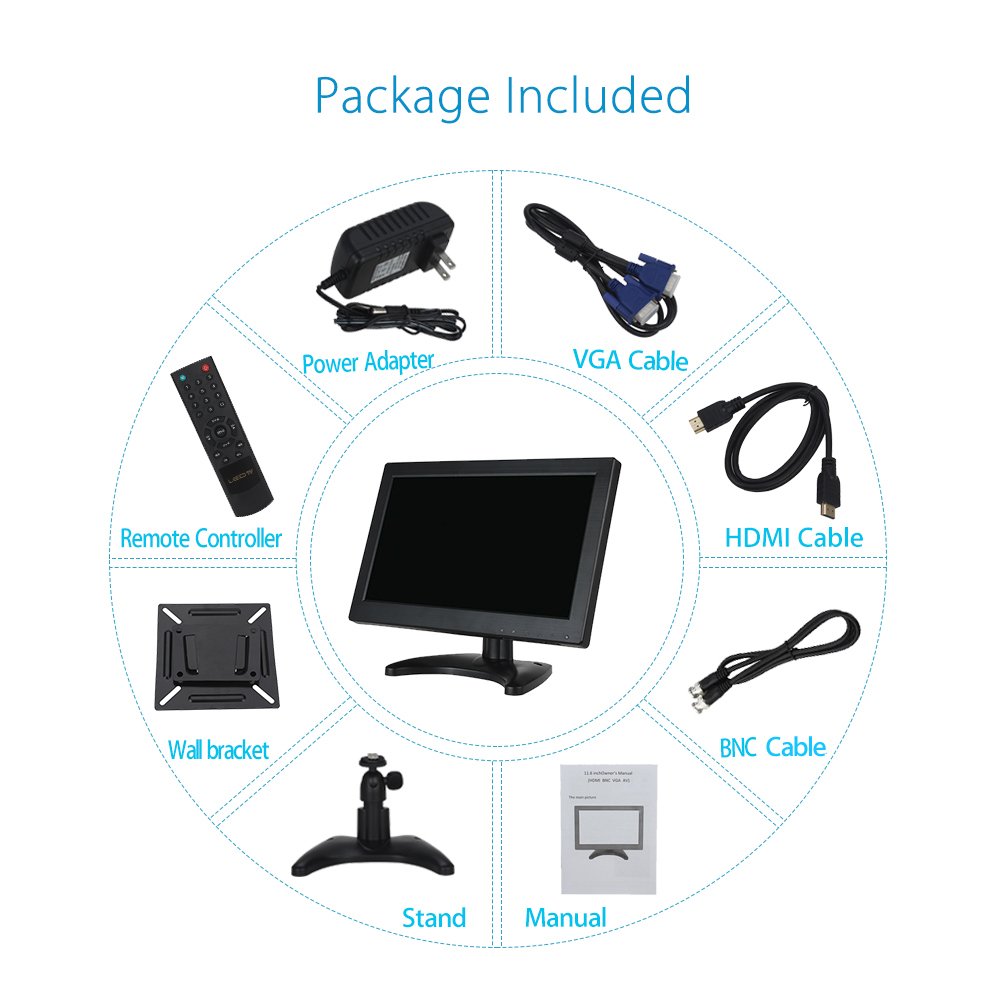 Eyoyo 12 Inch 16:9 Mini TFT LCD HDMI HD Monitor Screen 1366x768 Resolution with HDMI VGA BNC AV Input for PC Display Eyoyo 12 Inch 16:9 Mini TFT LCD HDMI HD Monitor Screen 1366x768 Resolution with HDMI VGA BNC AV Input for PC Display