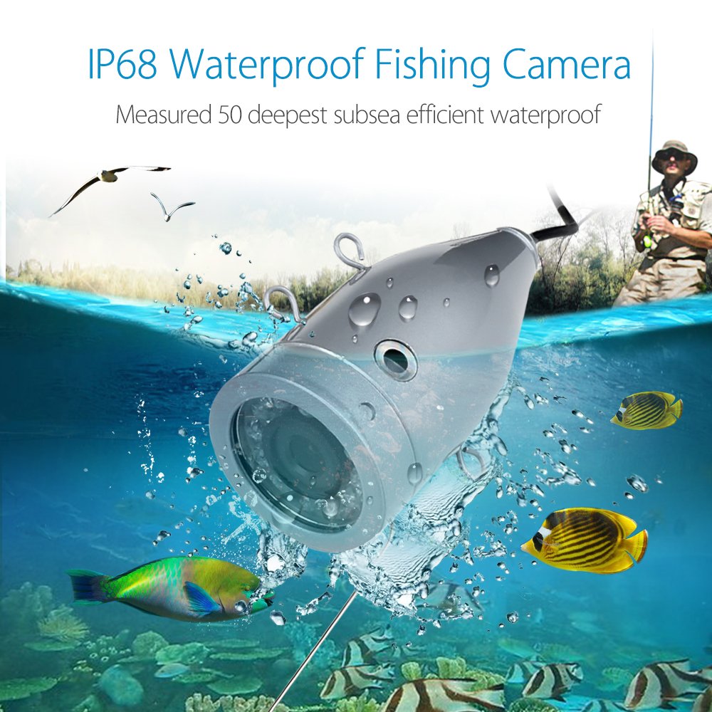Eyoyo Portable 9 inch LCD Monitor Fish Finder HD 1000TVL Fishing Camera Waterproof Underwater DVR Video Cam (9 inch Infrared Lights(30m))