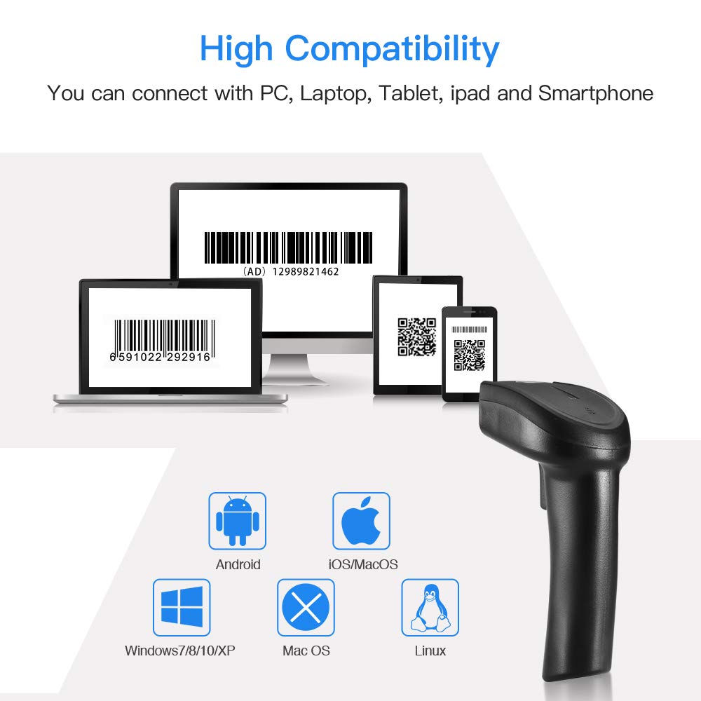 Eyoyo 1D 2D QR Bluetooth Handheld Barcode Scanner, 3-in-1 Bluetooth & 2.4G Dongle Wireless & Wired Connection, CCD PDF417 Data Matrix Bar Code Reader for iPad, iPhone, Android Phones, Tablets or Windows Eyoyo 1D 2D QR Bluetooth Handheld Barcode Scanner, 3-in-1 Bluetooth & 2.4G Dongle Wireless & Wired Connection, CCD PDF417 Data Matrix Bar Code Reader for iPad, iPhone, Android Phones, Tablets or Windows
