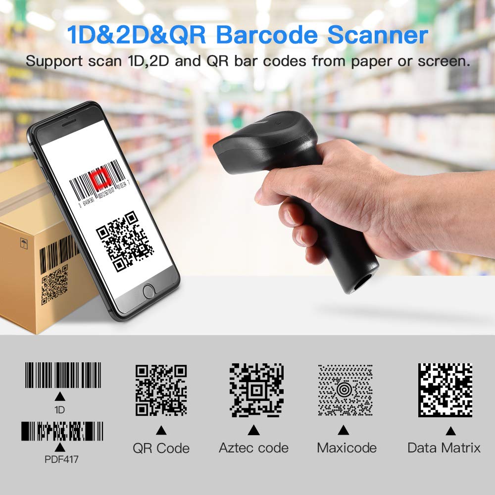 Eyoyo 1D 2D QR Bluetooth Handheld Barcode Scanner, 3-in-1 Bluetooth & 2.4G Dongle Wireless & Wired Connection, CCD PDF417 Data Matrix Bar Code Reader for iPad, iPhone, Android Phones, Tablets or Windows Eyoyo 1D 2D QR Bluetooth Handheld Barcode Scanner, 3-in-1 Bluetooth & 2.4G Dongle Wireless & Wired Connection, CCD PDF417 Data Matrix Bar Code Reader for iPad, iPhone, Android Phones, Tablets or Windows