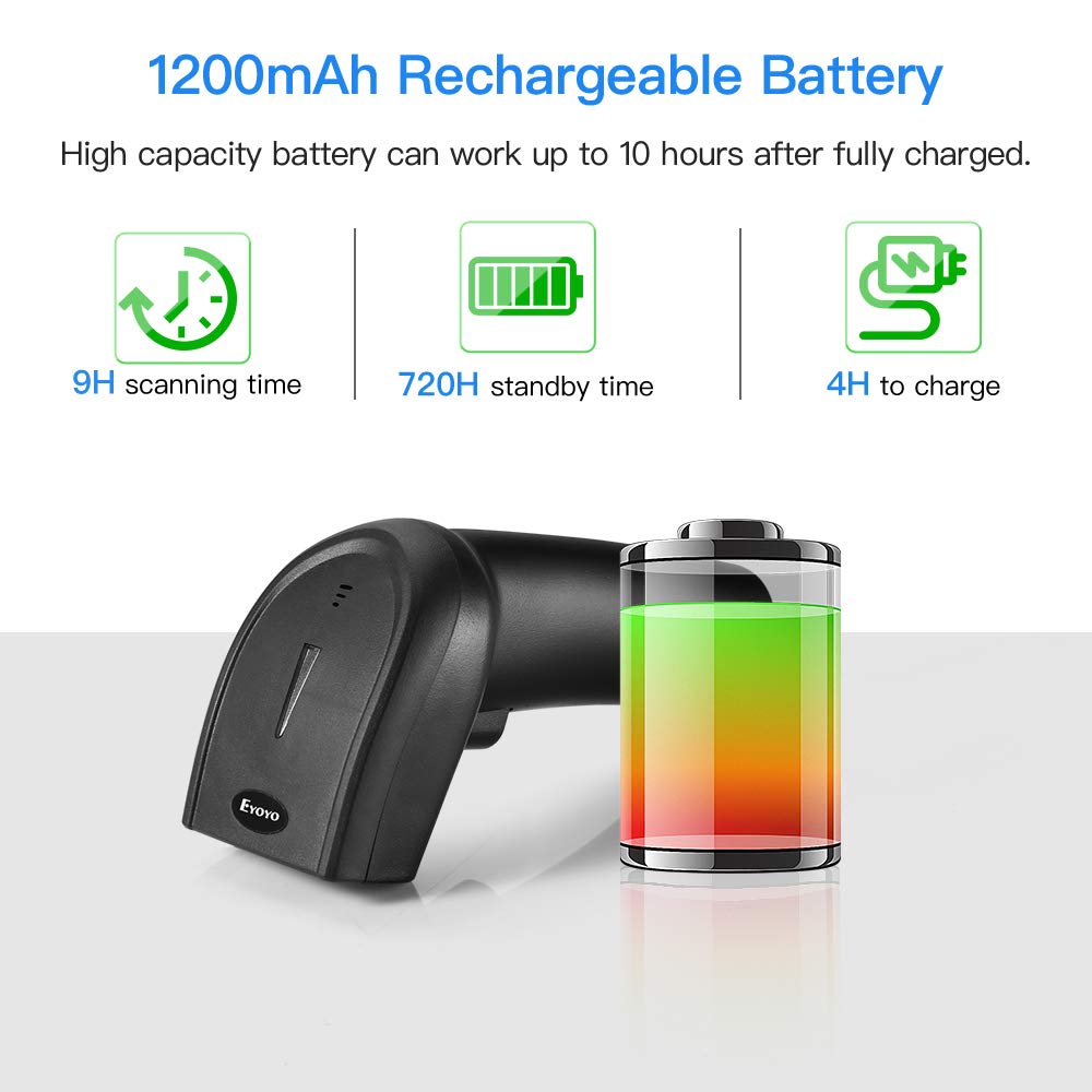 Eyoyo 1D 2D QR Bluetooth Handheld Barcode Scanner, 3-in-1 Bluetooth & 2.4G Dongle Wireless & Wired Connection, CCD PDF417 Data Matrix Bar Code Reader for iPad, iPhone, Android Phones, Tablets or Windows Eyoyo 1D 2D QR Bluetooth Handheld Barcode Scanner, 3-in-1 Bluetooth & 2.4G Dongle Wireless & Wired Connection, CCD PDF417 Data Matrix Bar Code Reader for iPad, iPhone, Android Phones, Tablets or Windows