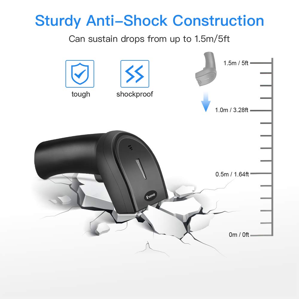 Eyoyo 1D 2D QR Bluetooth Handheld Barcode Scanner, 3-in-1 Bluetooth & 2.4G Dongle Wireless & Wired Connection, CCD PDF417 Data Matrix Bar Code Reader for iPad, iPhone, Android Phones, Tablets or Windows Eyoyo 1D 2D QR Bluetooth Handheld Barcode Scanner, 3-in-1 Bluetooth & 2.4G Dongle Wireless & Wired Connection, CCD PDF417 Data Matrix Bar Code Reader for iPad, iPhone, Android Phones, Tablets or Windows