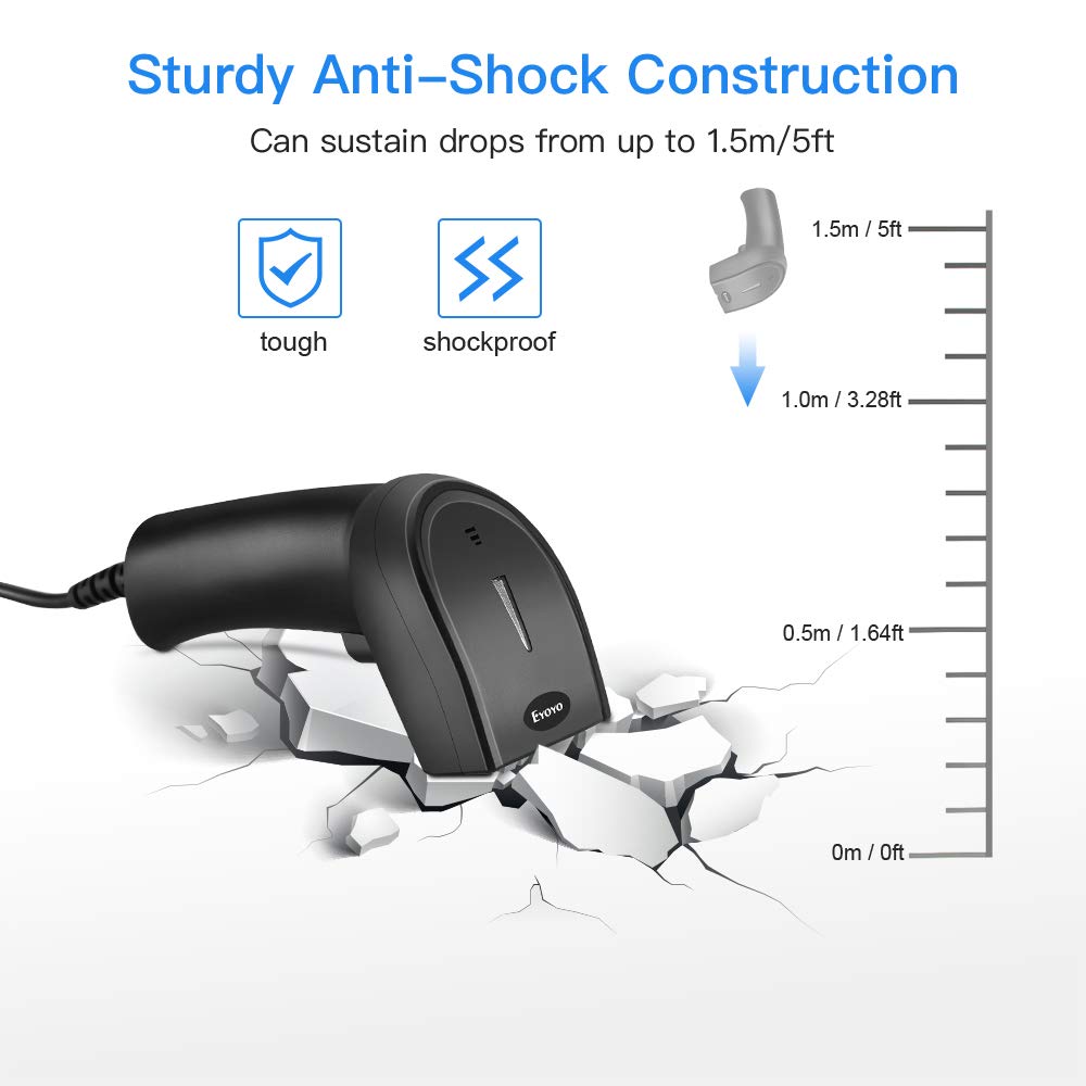 Eyoyo 1D 2D QR Handheld Wired Barcode Scanner, CCD PDF417 Data Matrix Bar Code Reader with USB Cable to for Computer, PC, Laptop, Desktop Support Windows xp/7/8/10, Mac OS, Linux System Eyoyo 1D 2D QR Handheld Wired Barcode Scanner, CCD PDF417 Data Matrix Bar Code Reader with USB Cable to for Computer, PC, Laptop, Desktop Support Windows xp/7/8/10, Mac OS, Linux System