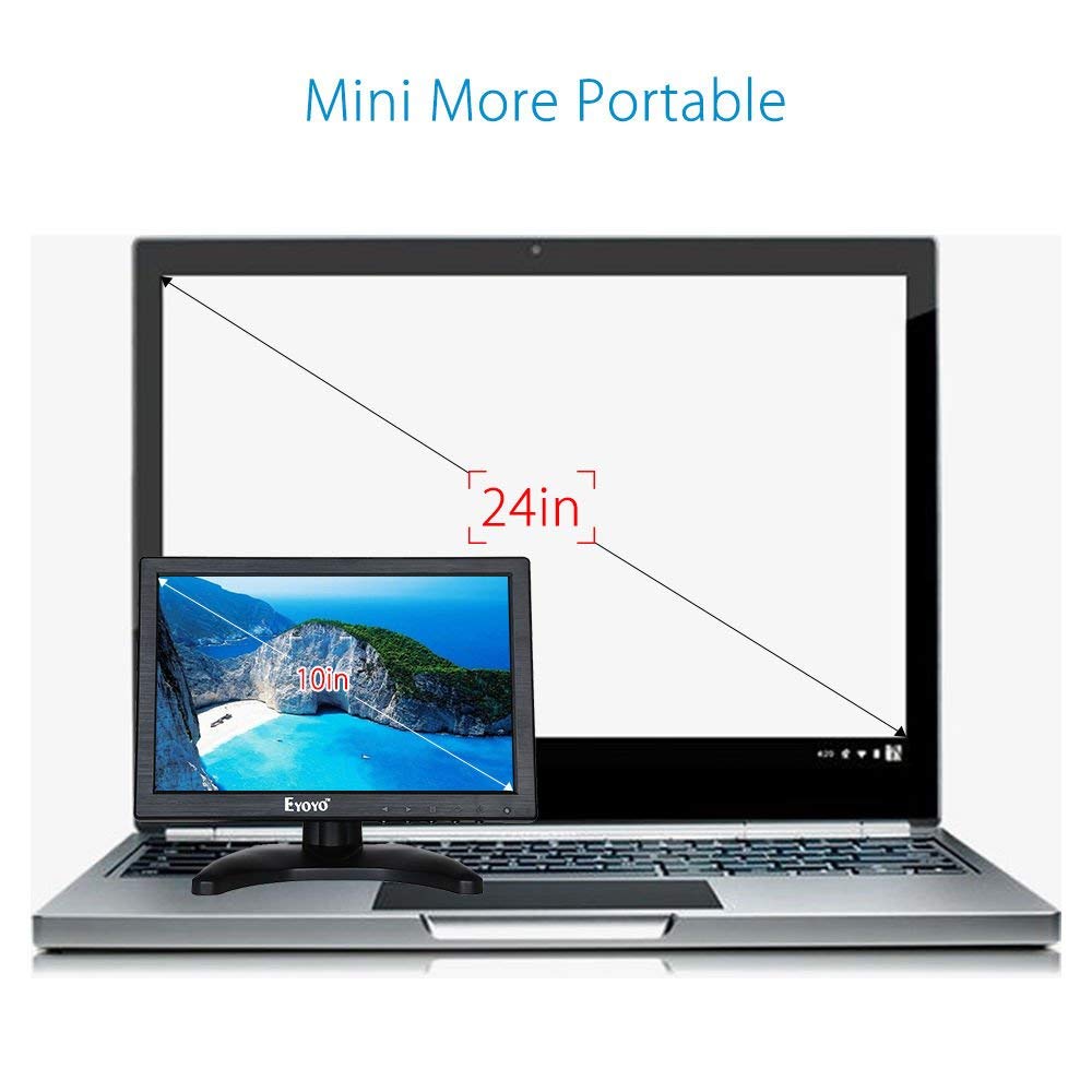 Eyoyo 10 Inch IPS LCD Monitor 1280x800 Resolution Support HDMI VGA BNC AV Input for PC TV Security display(10 inch)