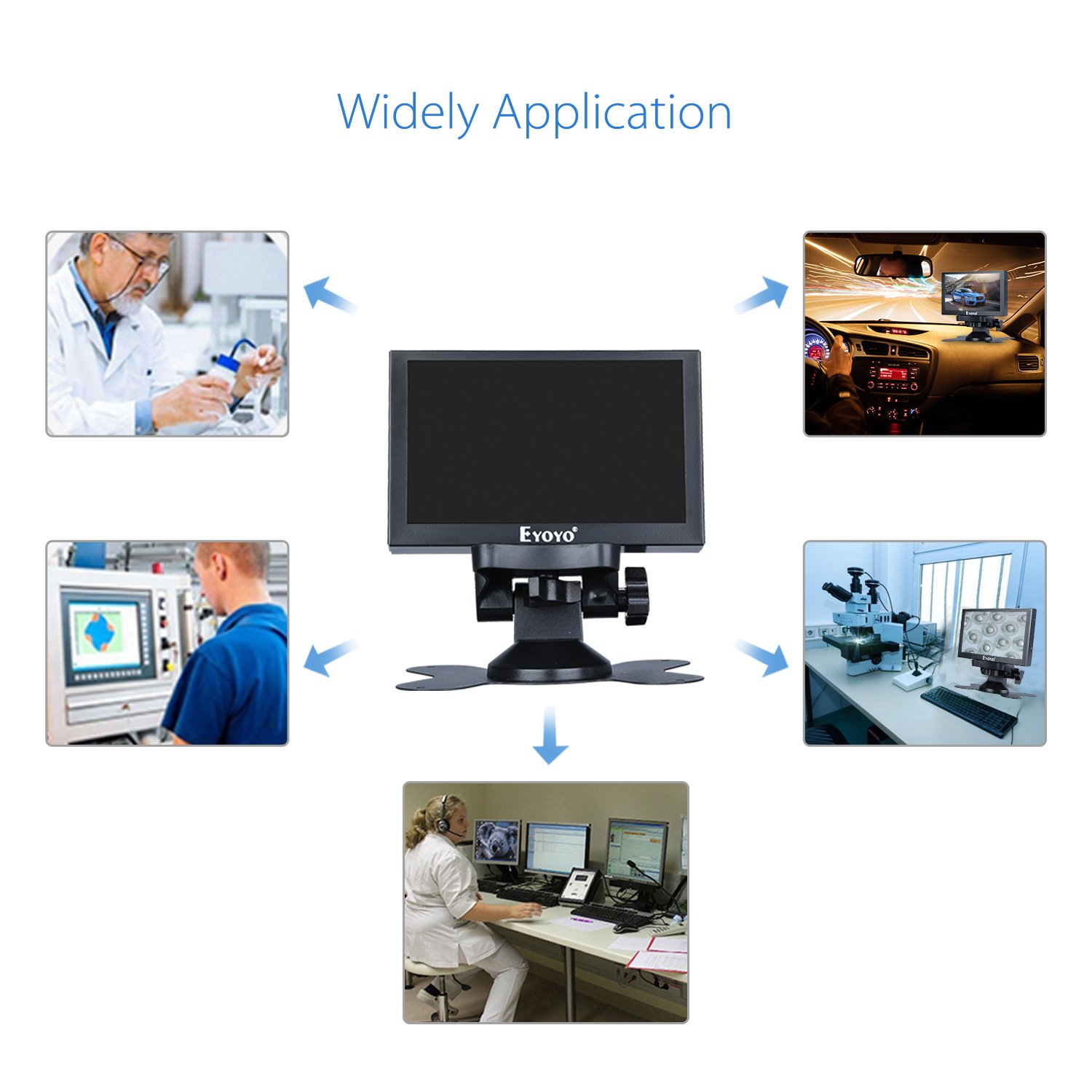 Eyoyo 5 inch Mini Monitor HD 800x480 16:9 TFT LCD Screen Display with BNC VGA AV HDMI Input, Built-in Speaker Eyoyo 5 inch Mini Monitor HD 800x480 16:9 TFT LCD Screen Display with BNC VGA AV HDMI Input, Built-in Speaker