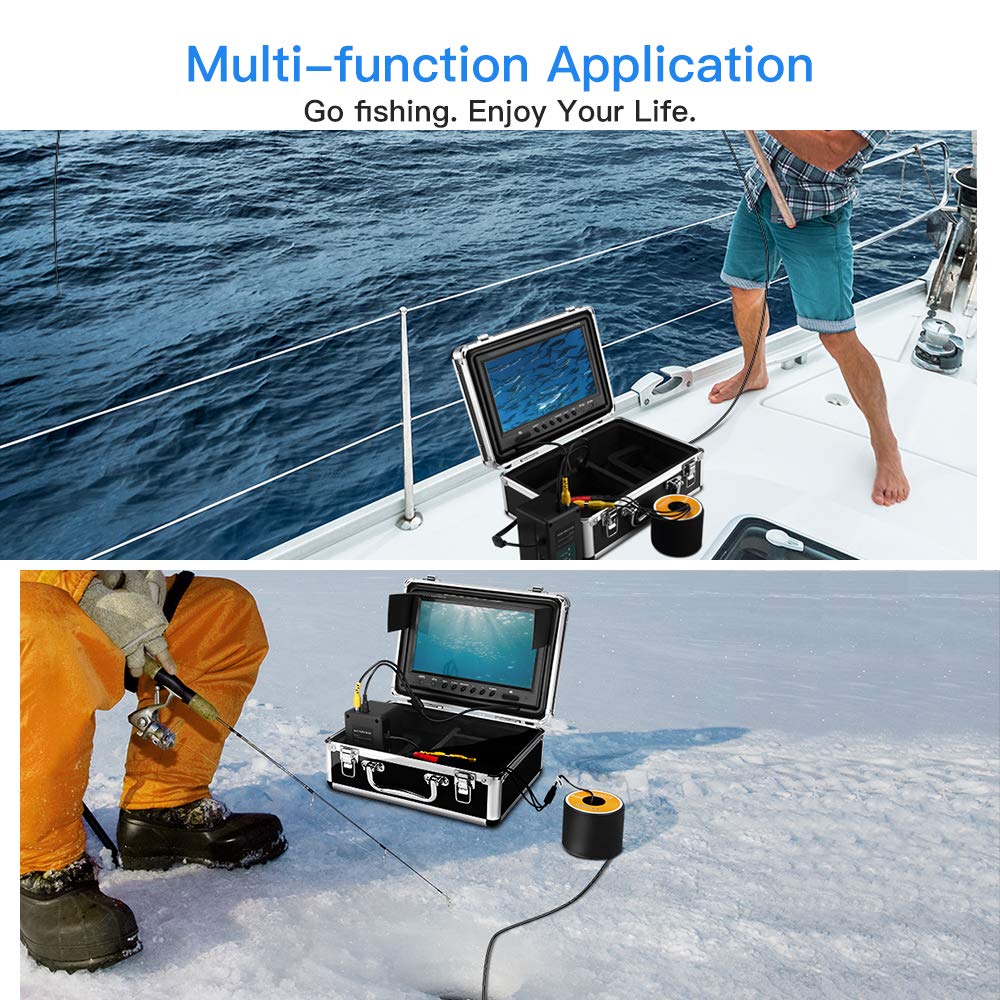 Eyoyo 9 Inch Underwater Fishing Camera Video Fish Finder HD 1000 TVL LCD Monitor Waterproof Camera Adjustable Infrared & White Light for Ice Lake Sea Boat Kayak Fishing 30m(98ft) Cable
