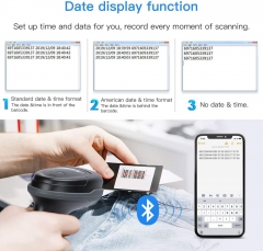 Eyoyo EY-018 1D Bluetooth Barcode Scanner Wireless,USB Wired/Bluetooth/ 2.4G Wireless Connection Hand Scanners with Time & Date Prefix Suffix USB Bar Code Reader for Inventory Management