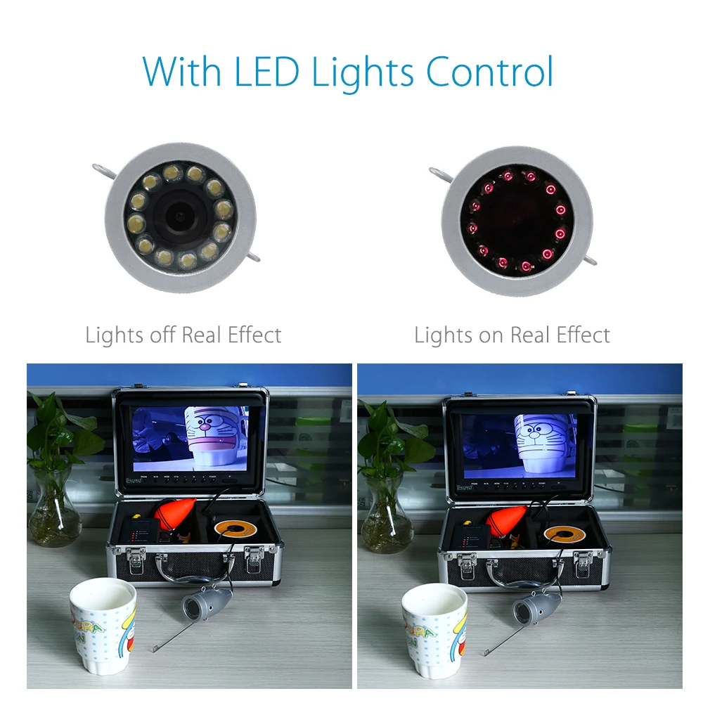 Eyoyo Underwater Fishing Camera 9 inch LCD Monitor HD 1000TVL  Waterproof DVR Video Cam (Infrared Lights 30m cable)